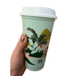 Set of 3 Mint green Starbucks 16oz reusable cups nwt